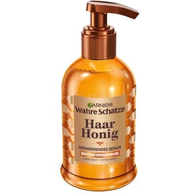 Garnier Wahre Schätze Reparierendes Haarserum mit Hitzeschutz, 115 ml Akazienhonig für brüchiges Haar, Schutz vor Föhnhitze bis 230 Grad, gegen Spliss, Leave-In Spitzenpflege, Haar Honig Garnier Wahre Schätze Reparierendes Haarserum mit Hitzeschutz, 115 ml Akazienhonig für brüchiges Haar, Schutz vor Föhnhitze bis 230 Grad, gegen Spliss, Leave-In Spitzenpflege, Haar Honig