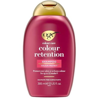 OGX Colour Care Colour Retention Shampoo, 385 ml Feuchtigkeitsspendendes Farbshampoo mit Bonding-Plex-Technologie für coloriertes Haar OGX Colour Care Colour Retention Shampoo, 385 ml Feuchtigkeitsspendendes Farbshampoo mit Bonding-Plex-Technologie für coloriertes Haar