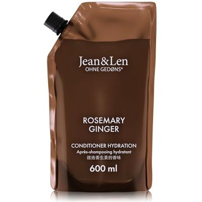 Jean & Len Conditioner Rosemary & Ginger, Nachfüllbeutel, 600 ml Für trockenes Haar, pflegt intensiv & verbessert die Kämmbarkeit, würziger Duft, ohne Silikone & Parabene Jean & Len Conditioner Rosemary & Ginger, Nachfüllbeutel, 600 ml Für trockenes Haar, pflegt intensiv & verbessert die Kämmbarkeit, würziger Duft, ohne Silikone & Parabene