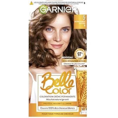 Garnier Belle Color Permanent Coloration, blond, 1er Pack (1 x 1 Stück) Deckt 100 % weißes Haar, Weizenkeimöl, schützt und nährt, einfache Cremetextur, ohne Helm-Effekt Garnier Belle Color Permanent Coloration, blond, 1er Pack (1 x 1 Stück) Deckt 100 % weißes Haar, Weizenkeimöl, schützt und nährt, einfache Cremetextur, ohne Helm-Effekt