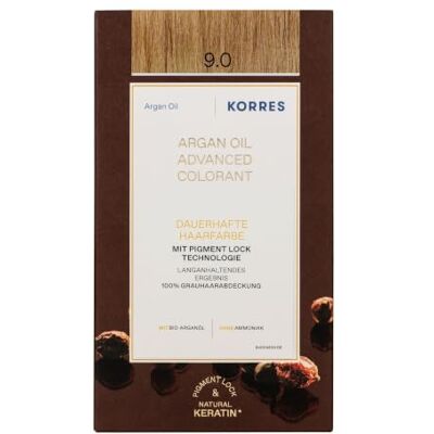 KORRES Argan Oil Colorant – ammoniakfreie Haarfarbe mit Bio-Arganöl Hell-Hellblond 9.0– 100% Grauhaarabdeckung & vegan für ein langanhaltendes Farbergebnis KORRES Argan Oil Colorant – ammoniakfreie Haarfarbe mit Bio-Arganöl Hell-Hellblond 9.0– 100% Grauhaarabdeckung & vegan für ein langanhaltendes Farbergebnis