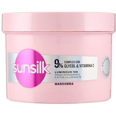 Sunsilk , Mask Luminous 100, leuchtende Haarmaske, 9% Luminous Complex mit Glycol & Vitamin C, bis zu 100% glänzender*, versiegelt die Nagelhaut, Glanz Spiegeleffekt, 440 ml Sunsilk , Mask Luminous 100, leuchtende Haarmaske, 9% Luminous Complex mit Glycol & Vitamin C, bis zu 100% glänzender*, versiegelt die Nagelhaut, Glanz Spiegeleffekt, 440 ml