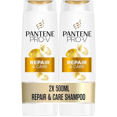 Pantene Pro-V Repair & Care Shampoo Duo Pack, Pro-V Formel mit Kräftigenden Lipiden und Schützenden Antioxidantien, Für Geschädigtes Haar, 2x500ML Pantene Pro-V Repair & Care Shampoo Duo Pack, Pro-V Formel mit Kräftigenden Lipiden und Schützenden Antioxidantien, Für Geschädigtes Haar, 2x500ML