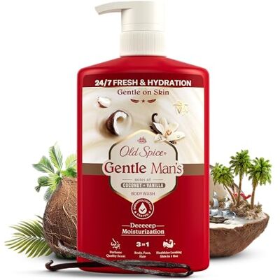 Old Spice Gentle Man's Coconut + Vanilla 3-in-1 Shower Gel & Shampoo for Men 800 ml, Body Hair Face Cleansing, 24/7 Freshness & Hydration, Gentle on Skin, Fragrance Quality, Fresh with Daily Use Old Spice Gentle Man's Coconut + Vanilla 3-in-1 Shower Gel & Shampoo for Men 800 ml, Body Hair Face Cleansing, 24/7 Freshness & Hydration, Gentle on Skin, Fragrance Quality, Fresh with Daily Use
