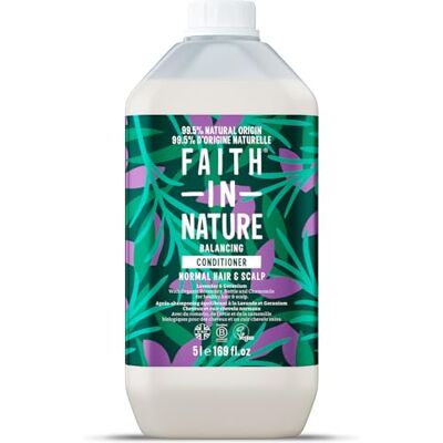 FAITH IN NATURE Natürliches Lavendel & Geranie Conditioner, Ausgleichend für normales Haar & normale Kopfhaut, Vegan und tierversuchsfrei, Ohne SLS, Silikone oder Parabene, 5 L Nachfüllpack FAITH IN NATURE Natürliches Lavendel & Geranie Conditioner, Ausgleichend für normales Haar & normale Kopfhaut, Vegan und tierversuchsfrei, Ohne SLS, Silikone oder Parabene, 5 L Nachfüllpack