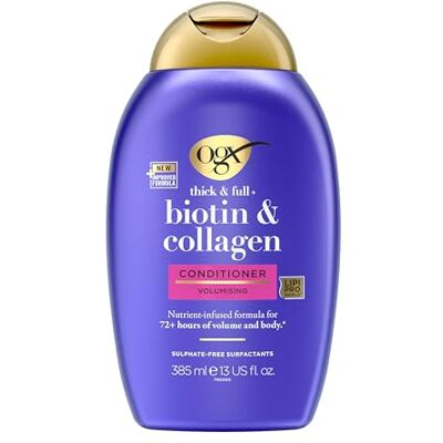 OGX Biotin & Collagen Conditioner (385 ml), reichhaltige Haarspülung für 72h+ Volumen & Fülle mit Biotin & Kollagen, Haarpflege Volumen Spülung für feines & dünnes Haar mit LipiPro Shield Technologie OGX Biotin & Collagen Conditioner (385 ml), reichhaltige Haarspülung für 72h+ Volumen & Fülle mit Biotin & Kollagen, Haarpflege Volumen Spülung für feines & dünnes Haar mit LipiPro Shield Technologie