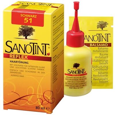 Sanotint Reflex Haartönung Nr. 51 "Schwarz" Sanfte Tönung mit Goldhirse für intensiven Glanz und leuchtend schöne Farben, einfach und schonend in der Anwendung – vegan – 80 ml Sanotint Reflex Haartönung Nr. 51 "Schwarz" Sanfte Tönung mit Goldhirse für intensiven Glanz und leuchtend schöne Farben, einfach und schonend in der Anwendung – vegan – 80 ml