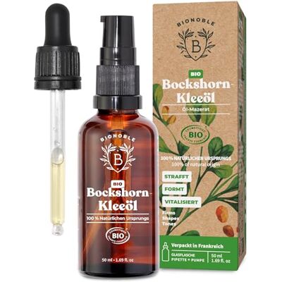 BIONOBLE Bio Bockshornklee Öl Strafft und Formt Brust und Po 100% Natürliches Bockshornkleeöl Geruchloses Öl-Mazerat aus Samen Organic Fenugreek Oil Glasflasche, Pipette und Pumpe 50ml BIONOBLE Bio Bockshornklee Öl Strafft und Formt Brust und Po 100% Natürliches Bockshornkleeöl Geruchloses Öl-Mazerat aus Samen Organic Fenugreek Oil Glasflasche, Pipette und Pumpe 50ml