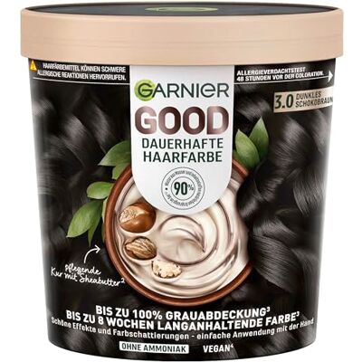 Garnier GOOD Dauerhafte Haarfarbe 3.0 Dunkles Schokobraun – Coloration ohne Ammoniak, bis zu 100% Grauabdeckung, 1 Stk. Garnier GOOD Dauerhafte Haarfarbe 3.0 Dunkles Schokobraun – Coloration ohne Ammoniak, bis zu 100% Grauabdeckung, 1 Stk.