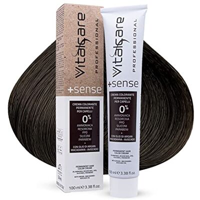 Vitalcare +Sense – Professionelle permanente Haarfarbe, Creme-Haarfarbe, ohne Ammoniak, Resorcin, PPD, Silikone – mit Arganöl, Macadamia und Avocado, 3/00 Dunkelbraun, 100 ml Vitalcare +Sense – Professionelle permanente Haarfarbe, Creme-Haarfarbe, ohne Ammoniak, Resorcin, PPD, Silikone – mit Arganöl, Macadamia und Avocado, 3/00 Dunkelbraun, 100 ml