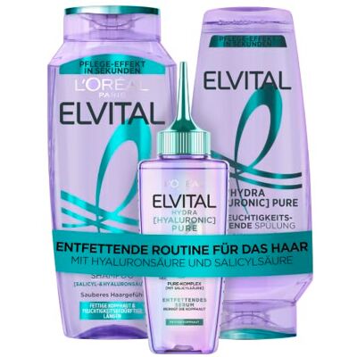 L'Oreal Paris L'Oréal Paris Elvital Hydra Hyaluronic feuchtigkeitsspendendes Set für glänzendes Haar, Für einen Feuchtigkeitsboost, Glanz & Schutz, langanhaltende Pflege, Shampoo 300ml, Spülung 250ml, Serum 102ml L'Oreal Paris L'Oréal Paris Elvital Hydra Hyaluronic feuchtigkeitsspendendes Set für glänzendes Haar, Für einen Feuchtigkeitsboost, Glanz & Schutz, langanhaltende Pflege, Shampoo 300ml, Spülung 250ml, Serum 102ml