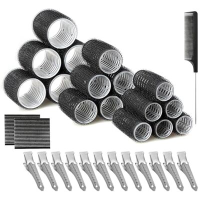 AiQInu 33 Stück Lockenwickler Set, Mit 18 Lockenwickler und 12 Metallklammern 2 magisches Haarpolster 1 kamm, 3 verschiedene Größen Selbsthaftend Hair Rollers (40, 30, 25mm) AiQInu 33 Stück Lockenwickler Set, Mit 18 Lockenwickler und 12 Metallklammern 2 magisches Haarpolster 1 kamm, 3 verschiedene Größen Selbsthaftend Hair Rollers (40, 30, 25mm)