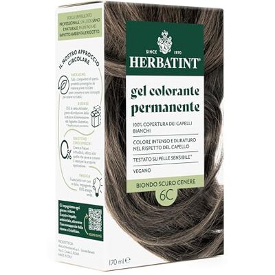 Herbatint Permanente Haarfarbe Gel 6C Dunkelblond Aschblond – 170 ml Ammoniakfrei, 100% Abdeckung für weißes Haar für empfindliche Haut, mit 8 natürlichen Bio-Extrakten Herbatint Permanente Haarfarbe Gel 6C Dunkelblond Aschblond – 170 ml Ammoniakfrei, 100% Abdeckung für weißes Haar für empfindliche Haut, mit 8 natürlichen Bio-Extrakten