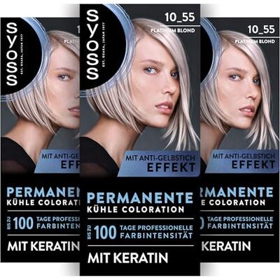 Syoss Coloration 10_55 Platinum Blond (115 ml), permanente Coloration mit Keratin verleiht einen kühlen Farbton für bis zu 100 Tage professionelle Farbintensität, mit Anti-Gelbstich-Effekt Syoss Coloration 10_55 Platinum Blond (115 ml), permanente Coloration mit Keratin verleiht einen kühlen Farbton für bis zu 100 Tage professionelle Farbintensität, mit Anti-Gelbstich-Effekt