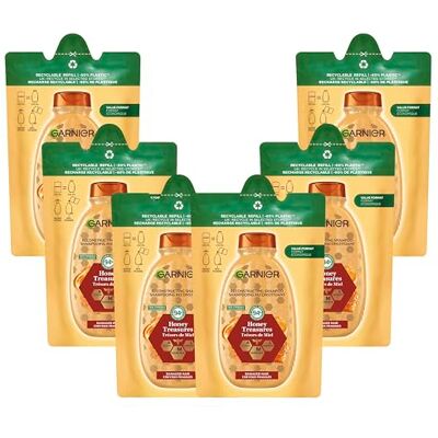 Garnier Wahre Schätze Honig Schätze Shampoo Refill Multipack, Nachfüllpack mit -60% weniger Plastik, recyclebar, für strapaziertes Haar, intensive Pflege mit reparierendem Akazienhonig,(6x250ml) Garnier Wahre Schätze Honig Schätze Shampoo Refill Multipack, Nachfüllpack mit -60% weniger Plastik, recyclebar, für strapaziertes Haar, intensive Pflege mit reparierendem Akazienhonig,(6x250ml)