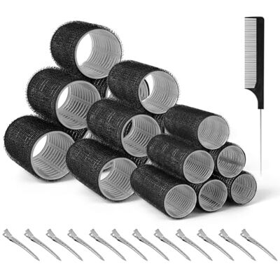 Romon Lockenwickler Locken Set, 31 Stück Schwarze Lockenwickler Set, Selbsthaftend Hair Rollers 40mm 30mm 20mm mit 12 Stücke Haarspangen Groß Hitzefreie Haarwickler für Lange Medoum und Kurze Haare Romon Lockenwickler Locken Set, 31 Stück Schwarze Lockenwickler Set, Selbsthaftend Hair Rollers 40mm 30mm 20mm mit 12 Stücke Haarspangen Groß Hitzefreie Haarwickler für Lange Medoum und Kurze Haare