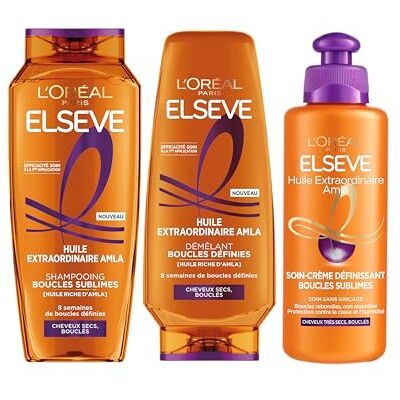 L'Oreal Paris L'Oréal Paris – Routine Nutrition für lockiges und sehr trockenes Haar – mit Amlaöl angereichert – 3 Produkte – Shampoo, Entwirrung, Definierende Pflegecreme – Elsève außergewöhnliches Öl L'Oreal Paris L'Oréal Paris – Routine Nutrition für lockiges und sehr trockenes Haar – mit Amlaöl angereichert – 3 Produkte – Shampoo, Entwirrung, Definierende Pflegecreme – Elsève außergewöhnliches Öl