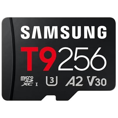 Samsung T9 microSD-Karte, 256 GB, Speicherkarte für den Einsatz in Drohnen, Action Kameras und 360° Kameras, UHS-I U3, Full HD & 4K UHD, 200 MB/s Lesen, 130 MB/s Schreiben, MB-MH256T/WW Samsung T9 microSD-Karte, 256 GB, Speicherkarte für den Einsatz in Drohnen, Action Kameras und 360° Kameras, UHS-I U3, Full HD & 4K UHD, 200 MB/s Lesen, 130 MB/s Schreiben, MB-MH256T/WW