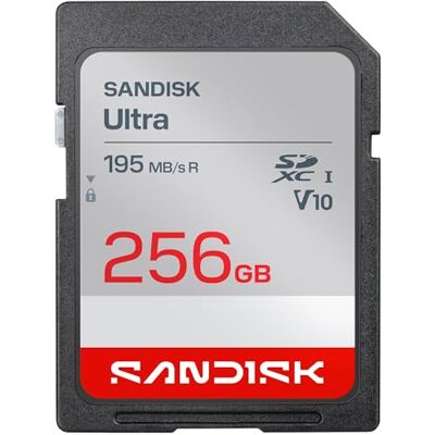 SanDisk Ultra SDXC UHS-I-Karte 256 GB (bis zu 195 MB/s Lesegeschwindigkeit, Full-HD-Video, V10, U1, C10) App SanDisk Ultra SDXC UHS-I-Karte 256 GB (bis zu 195 MB/s Lesegeschwindigkeit, Full-HD-Video, V10, U1, C10) App