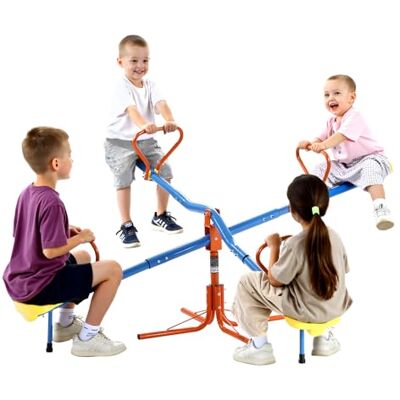 VEVOR Kinderwippe, 45,4 kg Tragkraft pro Sitz, Gartenwippe mit 4-zackigen Stützbeinen, Karussellwippe, 360 Grad drehbar, für Kinder ab 3 Jahren, 4 Sitze Schaukelwippe, 190x190x66 cm VEVOR Kinderwippe, 45,4 kg Tragkraft pro Sitz, Gartenwippe mit 4-zackigen Stützbeinen, Karussellwippe, 360 Grad drehbar, für Kinder ab 3 Jahren, 4 Sitze Schaukelwippe, 190x190x66 cm