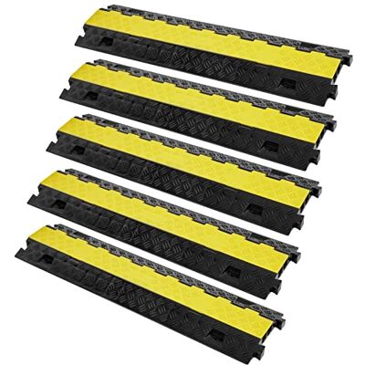 VEVOR 5er Set 2-Kanal-Kabelschutzrampe Kabelbrücke aus TPU & TPR Schlauchbrücke 91,8 x 25 x 4,3 cm Überfahrschutz 10000 kg (pro Achse) Tragfähigkeit Kabel Rampe Anti-Rutsch-Design Ideal für Parkplätze VEVOR 5er Set 2-Kanal-Kabelschutzrampe Kabelbrücke aus TPU & TPR Schlauchbrücke 91,8 x 25 x 4,3 cm Überfahrschutz 10000 kg (pro Achse) Tragfähigkeit Kabel Rampe Anti-Rutsch-Design Ideal für Parkplätze