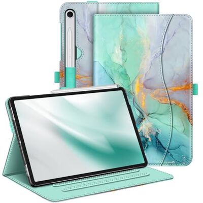 FINTIE Hülle für Samsung Galaxy Tab S10 Lite/S10 FE/S9 FE 10.9"&S9 11" Folio Tablet-Schutzhülle mit verstellbarem Ständer, Dokumentenfach, Auto Sleep/Wake, Smaragd Marmor FINTIE Hülle für Samsung Galaxy Tab S10 Lite/S10 FE/S9 FE 10.9"&S9 11" Folio Tablet-Schutzhülle mit verstellbarem Ständer, Dokumentenfach, Auto Sleep/Wake, Smaragd Marmor