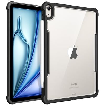 FINTIE Hybrid Hülle für iPad Air 11 Zoll (2024), iPad Air 5. Generation (2022) / iPad Air 4 10,9 Zolll Transparent Klar Hartschalen Rückseite Abdeckung mit Stoßfeste Soft TPU Bumper, Schwarz FINTIE Hybrid Hülle für iPad Air 11 Zoll (2024), iPad Air 5. Generation (2022) / iPad Air 4 10,9 Zolll Transparent Klar Hartschalen Rückseite Abdeckung mit Stoßfeste Soft TPU Bumper, Schwarz