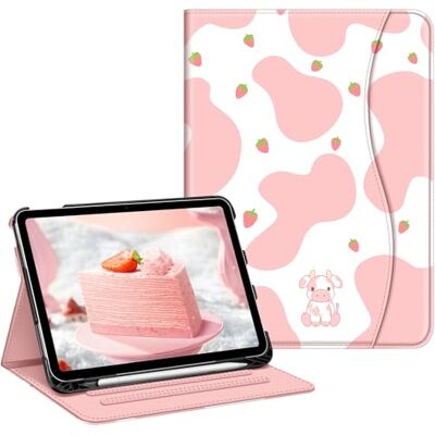 FINTIE Hülle für iPad A16 11./ 10. Generation (11/10.9 Zoll, 2025/2022 Multi-Winkel Folio Schutzhülle mit Stifthalter, Dokumentenfach und Auto Schlaf/Wach Funktion, Strawberry Cow FINTIE Hülle für iPad A16 11./ 10. Generation (11/10.9 Zoll, 2025/2022 Multi-Winkel Folio Schutzhülle mit Stifthalter, Dokumentenfach und Auto Schlaf/Wach Funktion, Strawberry Cow