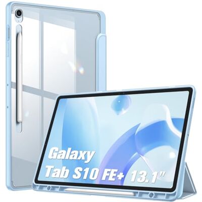 FINTIE Hybrid Hülle für Samsung Galaxy Tab S10 FE+ Plus 13,1 Zoll Tablet Stoßfeste Schutzhülle mit Stifthalter, Transparenter Hartschale auf der Rückseite, Himmelblau FINTIE Hybrid Hülle für Samsung Galaxy Tab S10 FE+ Plus 13,1 Zoll Tablet Stoßfeste Schutzhülle mit Stifthalter, Transparenter Hartschale auf der Rückseite, Himmelblau