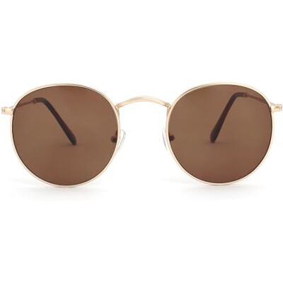 OPULIZE Sol Sonnenbrille Dünner Rand Runde Retro-Metallfassungen Kratzfest Getönte Linse UV400-Schutz Gold Braun Spitzen Herren Damen S94-9 OPULIZE Sol Sonnenbrille Dünner Rand Runde Retro-Metallfassungen Kratzfest Getönte Linse UV400-Schutz Gold Braun Spitzen Herren Damen S94-9