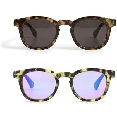 OPULIZE Bay Sonnenbrille 2er Pack Cooler Dicker Runder Rahmen Federscharniere Kratzfeste Getönte Linse UV400-Schutz Matt Braun Matt Grün Herren Damen SS97-26 +0.00 OPULIZE Bay Sonnenbrille 2er Pack Cooler Dicker Runder Rahmen Federscharniere Kratzfeste Getönte Linse UV400-Schutz Matt Braun Matt Grün Herren Damen SS97-26 +0.00