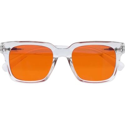 OPULIZE ERA Sonnenbrille – Orangefarbene Gläser – Entspiegelt und blendfrei – Polarisierte Gläser mit UV400-Schutz – Übergroßer rechteckiger Rahmen – Federscharniere – Klar – Herren Damen OPULIZE ERA Sonnenbrille – Orangefarbene Gläser – Entspiegelt und blendfrei – Polarisierte Gläser mit UV400-Schutz – Übergroßer rechteckiger Rahmen – Federscharniere – Klar – Herren Damen