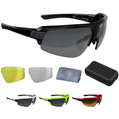 BBB Cycling Fahrradbrille Impulse Herren und Damen Sportbrille Sonnenbrille Radsport mit drei Wechselgläsern Polycarbonat Grilamid MTB Rennrad Urban Glänzend Schwarz BSG-62 BBB Cycling Fahrradbrille Impulse Herren und Damen Sportbrille Sonnenbrille Radsport mit drei Wechselgläsern Polycarbonat Grilamid MTB Rennrad Urban Glänzend Schwarz BSG-62