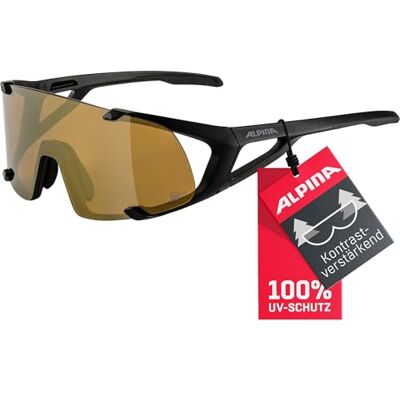 ALPINA HAWKEYE S Q-LITE Verspiegelte, Kontrastverstärkende & Beschlagfreie Sport- & Fahrradbrille Mit 100% UV-Schutz Für Erwachsene, black matt, One Size ALPINA HAWKEYE S Q-LITE Verspiegelte, Kontrastverstärkende & Beschlagfreie Sport- & Fahrradbrille Mit 100% UV-Schutz Für Erwachsene, black matt, One Size