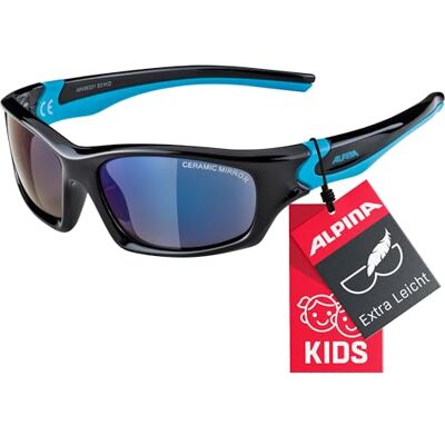 ALPINA FLEXXY KIDS Verspiegelte und Bruchsichere Sonnenbrille Mit 100% UV-Schutz Für Kinder, black-cyan, One Size ALPINA FLEXXY KIDS Verspiegelte und Bruchsichere Sonnenbrille Mit 100% UV-Schutz Für Kinder, black-cyan, One Size