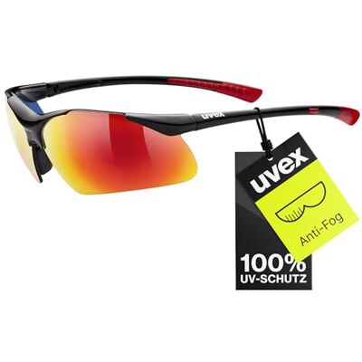 Uvex sportstyle 223 Sportbrille für Damen und Herren starker Schutz vor Sonnenstrahlung druckfreier Sitz & perfekter Halt black/red one size Uvex sportstyle 223 Sportbrille für Damen und Herren starker Schutz vor Sonnenstrahlung druckfreier Sitz & perfekter Halt black/red one size