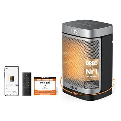 DREO Smarter Heizlüfter Energiesparend Leise, 1500W PTC Kerarmik Heizung mit Thermostat, 3 Modi, 70° Oszillation, WLAN Alexa & Google Assistant Elektroheizung, Überhitzungs-Kippschutz, Heater314S DREO Smarter Heizlüfter Energiesparend Leise, 1500W PTC Kerarmik Heizung mit Thermostat, 3 Modi, 70° Oszillation, WLAN Alexa & Google Assistant Elektroheizung, Überhitzungs-Kippschutz, Heater314S