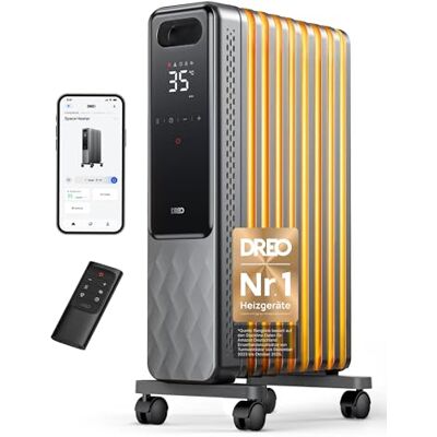 DREO Ölradiator Energiesparend 2000W, Mobile Elektroheizung 9 Rippen mit Fernbedienung, 3 Heizstufen, 4 Modus, 24h Timer, Überhitzungs-Kippschutz, Radiatoren Elektrisch Heizung mit Thermostat, OH310 DREO Ölradiator Energiesparend 2000W, Mobile Elektroheizung 9 Rippen mit Fernbedienung, 3 Heizstufen, 4 Modus, 24h Timer, Überhitzungs-Kippschutz, Radiatoren Elektrisch Heizung mit Thermostat, OH310
