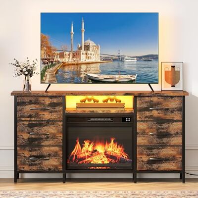 YITAHOME Elektrokamin mit Heizung, TV Schrank mit Kamin, Lowboard mit Elektrokamin 6 Schubladen, Kamin Elektrisch mit LED 3D-Flammeneffekt, Multifunktionaler Schubladenschrank mit LED-Streifen YITAHOME Elektrokamin mit Heizung, TV Schrank mit Kamin, Lowboard mit Elektrokamin 6 Schubladen, Kamin Elektrisch mit LED 3D-Flammeneffekt, Multifunktionaler Schubladenschrank mit LED-Streifen