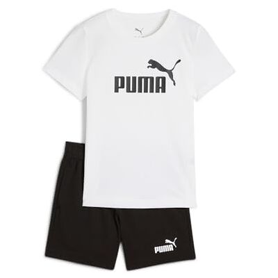 Puma Jungen ESS No.1 Logo Tee and Shorts Set PS Gestrickte Anzüge, White- black, Puma Jungen ESS No.1 Logo Tee and Shorts Set PS Gestrickte Anzüge, White- black,