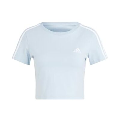 Adidas Damen Essentials 3-Stripes Crop Tee, Wonder Blue F23, XL Adidas Damen Essentials 3-Stripes Crop Tee, Wonder Blue F23, XL