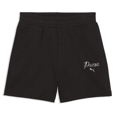 Puma Damen Essentials Script High-Waist 5" Shorts L, Black Puma Damen Essentials Script High-Waist 5" Shorts L, Black