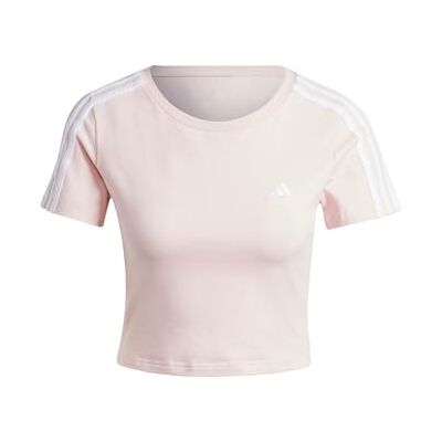 Adidas Damen Essentials 3-Stripes Crop Tee, Sandy Pink F24, L Adidas Damen Essentials 3-Stripes Crop Tee, Sandy Pink F24, L