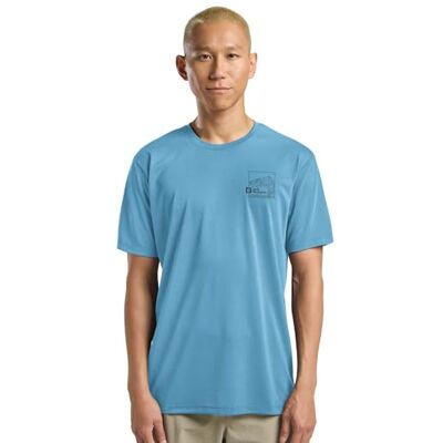 Jack Wolfskin Herren Vonnan Graphic M T-Shirt, Peak Trail Sky Blue, M EU Jack Wolfskin Herren Vonnan Graphic M T-Shirt, Peak Trail Sky Blue, M EU