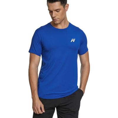 MEETWEE Sportshirt Herren, Laufshirt Kurzarm Mesh Funktionsshirt Atmungsaktiv Kurzarmshirt Sports Shirt Trainingsshirt für Männer, Blau, L MEETWEE Sportshirt Herren, Laufshirt Kurzarm Mesh Funktionsshirt Atmungsaktiv Kurzarmshirt Sports Shirt Trainingsshirt für Männer, Blau, L