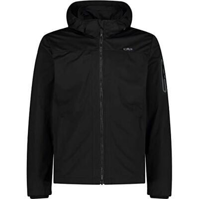 CMP Leichte Herren-Softshelljacke mit abnehmbarer Kapuze, Schwarz, 56 CMP Leichte Herren-Softshelljacke mit abnehmbarer Kapuze, Schwarz, 56