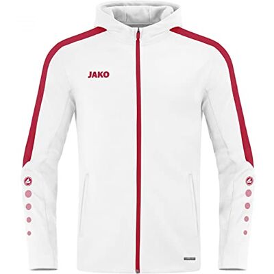 JAKO Herren Kapuzenjacke Power, Weiß/Rot, S JAKO Herren Kapuzenjacke Power, Weiß/Rot, S