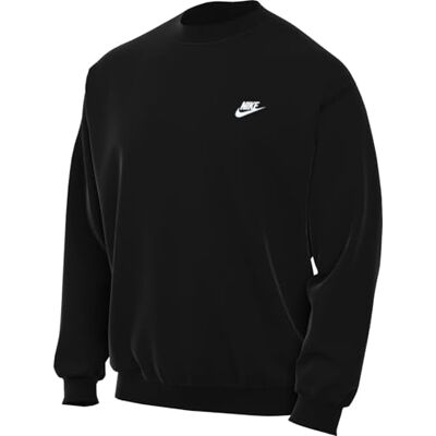 NIKE Herren Club Ft Crew Sweatshirt, Black/White, M NIKE Herren Club Ft Crew Sweatshirt, Black/White, M