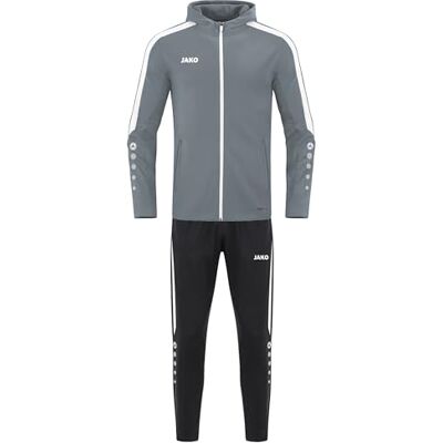 JAKO Kinder Trainingsanzug Polyester Power mit Kapuze, Steingrau, 152 JAKO Kinder Trainingsanzug Polyester Power mit Kapuze, Steingrau, 152
