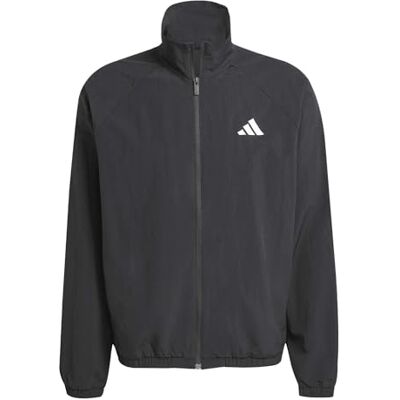 Adidas Herren Essentials Small Logo Windbreaker Coat, Black/White, S Adidas Herren Essentials Small Logo Windbreaker Coat, Black/White, S